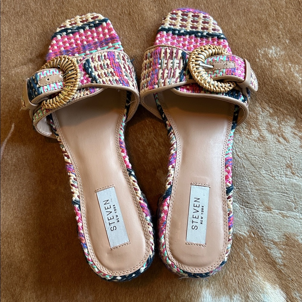 Steven New York Pink Woven Heeled Sandals